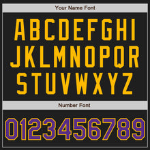 Load image into Gallery viewer, Custom Black Purple-Gold Authentic Baseball Jersey