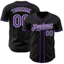 Load image into Gallery viewer, Custom Black Purple-White Authentic Baseball Jersey