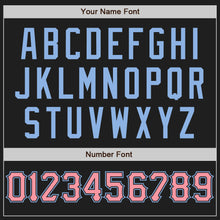 Load image into Gallery viewer, Custom Black Medium Pink-Light Blue Authentic Baseball Jersey