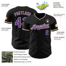 Load image into Gallery viewer, Custom Black Purple-Cream Authentic Baseball Jersey