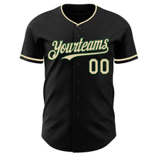 Load image into Gallery viewer, Custom Black Cream-Green Authentic Baseball Jersey