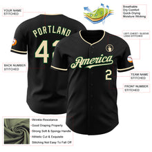 Load image into Gallery viewer, Custom Black Cream-Green Authentic Baseball Jersey