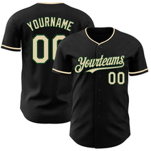 Load image into Gallery viewer, Custom Black Cream-Green Authentic Baseball Jersey