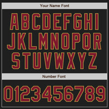 Load image into Gallery viewer, Custom Black Crimson-Old Gold Authentic Baseball Jersey