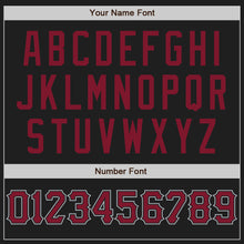 Load image into Gallery viewer, Custom Black Crimson-Gray Authentic Baseball Jersey