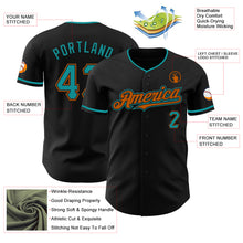 Load image into Gallery viewer, Custom Black Teal-Texas Orange Authentic Baseball Jersey