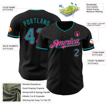 Load image into Gallery viewer, Custom Black Teal-Pink Authentic Baseball Jersey
