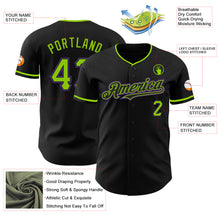 Load image into Gallery viewer, Custom Black Neon Green-Purple Authentic Baseball Jersey