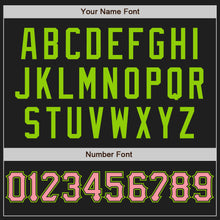 Load image into Gallery viewer, Custom Black Medium Pink-Neon Green Authentic Baseball Jersey