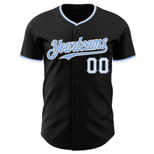 Load image into Gallery viewer, Custom Black Light Blue-White Authentic Baseball Jersey
