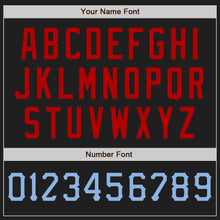 Load image into Gallery viewer, Custom Black Light Blue-Red Authentic Baseball Jersey