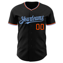 Load image into Gallery viewer, Custom Black Powder Blue-Orange Authentic Baseball Jersey