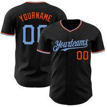 Load image into Gallery viewer, Custom Black Powder Blue-Orange Authentic Baseball Jersey
