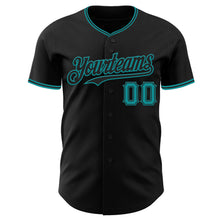 Load image into Gallery viewer, Custom Black Teal Authentic Baseball Jersey