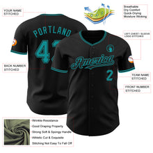 Load image into Gallery viewer, Custom Black Teal Authentic Baseball Jersey