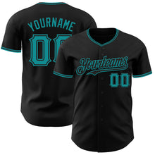 Load image into Gallery viewer, Custom Black Teal Authentic Baseball Jersey