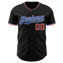 Load image into Gallery viewer, Custom Black Royal Red-White Authentic Baseball Jersey