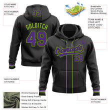 Laden Sie das Bild in den Galerie-Viewer, Custom Stitched Black Purple-Neon Green Baseball Pullover Sweatshirt Hoodie