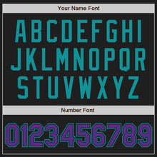 Load image into Gallery viewer, Custom Stitched Black Purple-Teal Baseball Pullover Sweatshirt Hoodie