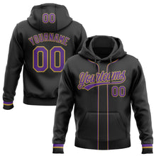 Загрузить изображение в средство просмотра галереи, Custom Stitched Black Purple-Old Gold Baseball Pullover Sweatshirt Hoodie
