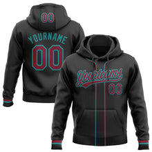 Load image into Gallery viewer, Custom Stitched Black Crimson-Teal Baseball Pullover Sweatshirt Hoodie