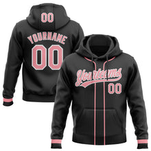 Load image into Gallery viewer, Custom Stitched Black Medium Pink-White Baseball Pullover Sweatshirt Hoodie