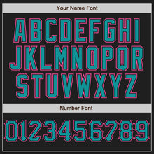 Load image into Gallery viewer, Custom Black Teal-Pink Authentic Baseball Jersey