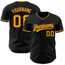 Load image into Gallery viewer, Custom Black Gold-Burgundy Authentic Baseball Jersey