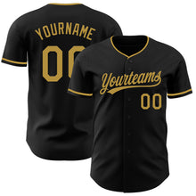 Load image into Gallery viewer, Custom Black Old Gold Authentic Baseball Jersey