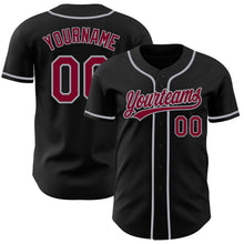 Load image into Gallery viewer, Custom Black Maroon-Gray Authentic Baseball Jersey