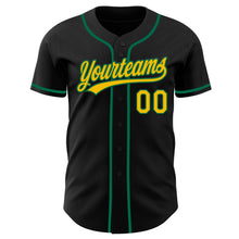 Load image into Gallery viewer, Custom Black Yellow-Kelly Green Authentic Baseball Jersey