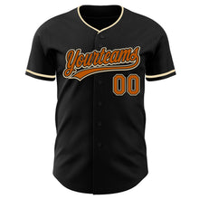 Load image into Gallery viewer, Custom Black Texas Orange-Cream Authentic Baseball Jersey