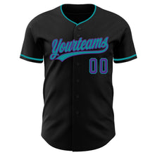 Load image into Gallery viewer, Custom Black Purple-Teal Authentic Baseball Jersey