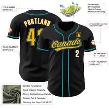 Load image into Gallery viewer, Custom Black Gold Teal-White Authentic Baseball Jersey