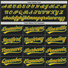 Load image into Gallery viewer, Custom Black Gold Teal-White Authentic Baseball Jersey