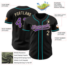 Charger l'image dans la galerie, Custom Black Purple Cream-Teal Authentic Baseball Jersey