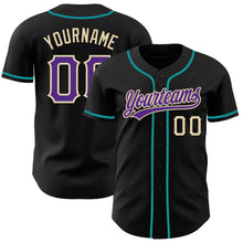 Charger l'image dans la galerie, Custom Black Purple Cream-Teal Authentic Baseball Jersey