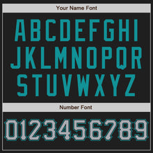 Load image into Gallery viewer, Custom Black Gray-Teal Authentic Baseball Jersey