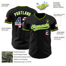 Load image into Gallery viewer, Custom Black USA Flag Neon Green-White Authentic Baseball Jersey