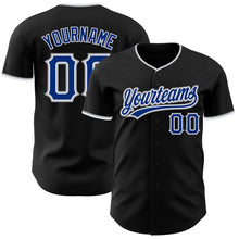 Load image into Gallery viewer, Custom Black Royal Gray-White Authentic Baseball Jersey