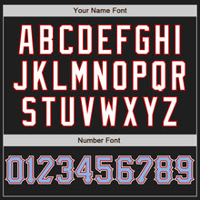 Charger l'image dans la galerie, Custom Black Light Blue Red-White Authentic Baseball Jersey