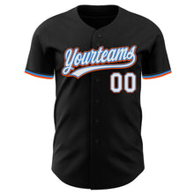 Load image into Gallery viewer, Custom Black White Electric Blue-Orange Authentic Baseball Jersey