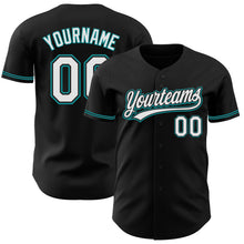 Load image into Gallery viewer, Custom Black White-Teal Authentic Baseball Jersey