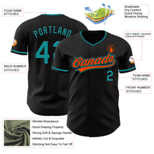 Charger l'image dans la galerie, Custom Black Teal-Orange Authentic Baseball Jersey