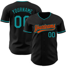 Charger l'image dans la galerie, Custom Black Teal-Orange Authentic Baseball Jersey
