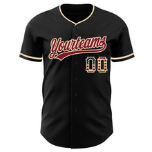Charger l'image dans la galerie, Custom Black Vintage USA Flag Cream-Crimson Authentic Baseball Jersey