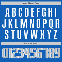 Laden Sie das Bild in den Galerie-Viewer, Custom Blue Gray-Navy Authentic Throwback Basketball Jersey