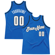 Загрузить изображение в средство просмотра галереи, Custom Blue White-Black Authentic Throwback Basketball Jersey