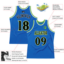 Laden Sie das Bild in den Galerie-Viewer, Custom Blue Black-Neon Green Authentic Throwback Basketball Jersey