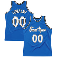 Laden Sie das Bild in den Galerie-Viewer, Custom Blue White-Black Authentic Throwback Basketball Jersey